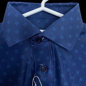 Collars & Co Polo Shirt Mens Small Oracle Blue Dot Golf Preppy Stretch Dress NEW
